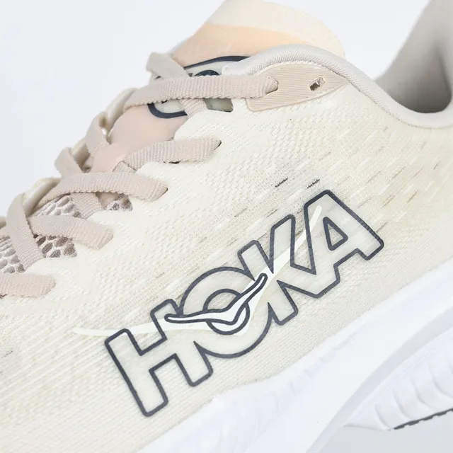 Hoka Beige Blanc Haut en Knit Ingénierie Semelle Intermédiaire Épaisse Amortie Chaussures de Running 6
