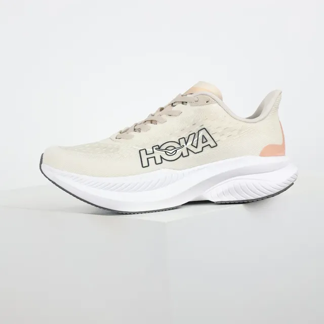 Hoka Beige Blanc Haut en Knit Ingénierie Semelle Intermédiaire Épaisse Amortie Chaussures de Running 9