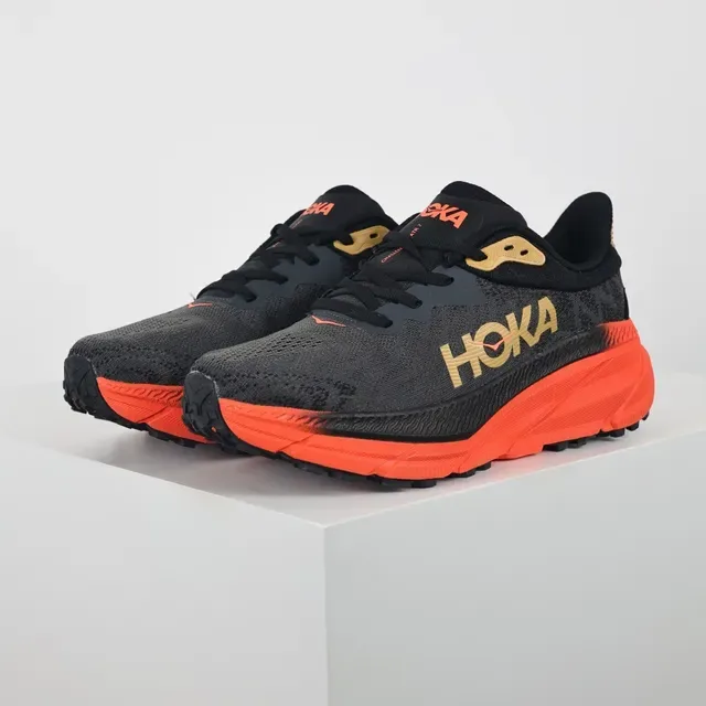Hoka Clifton Black Orange Engineered Knit Upper Flared Midsole Running Shoes 2