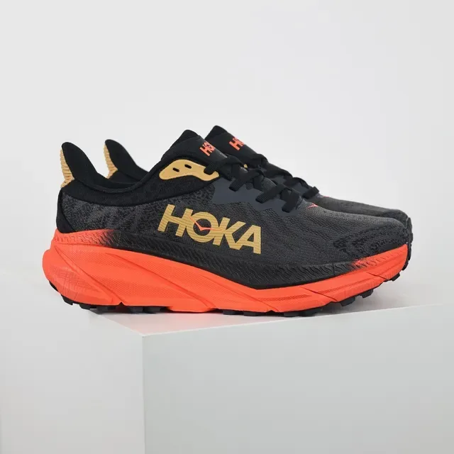 Hoka Clifton Black Orange Engineered Knit Upper Flared Midsole Running Shoes 3