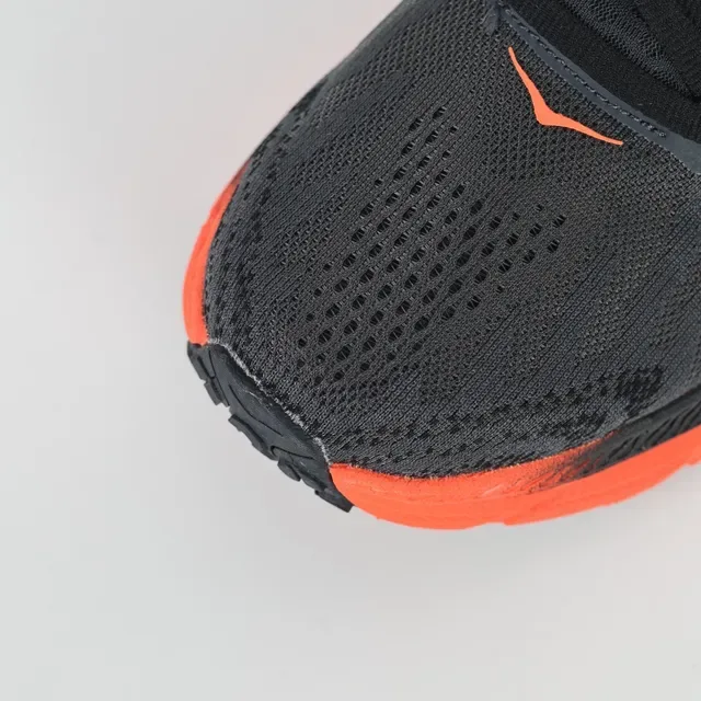 Hoka Clifton Black Orange Engineered Knit Upper Flared Midsole Running Shoes 5