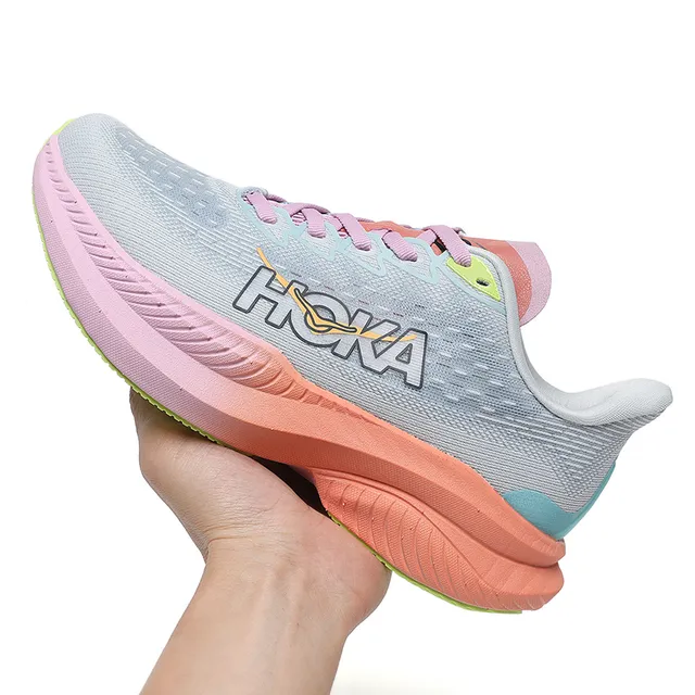 Hoka Mach 6 Gris Rose Upper Knit Engineered Sola Média Gradient Chaussures de course 4
