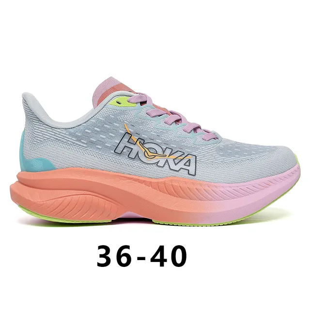 Hoka Mach 6 Gris Rose Upper Knit Engineered Sola Média Gradient Chaussures de course 7