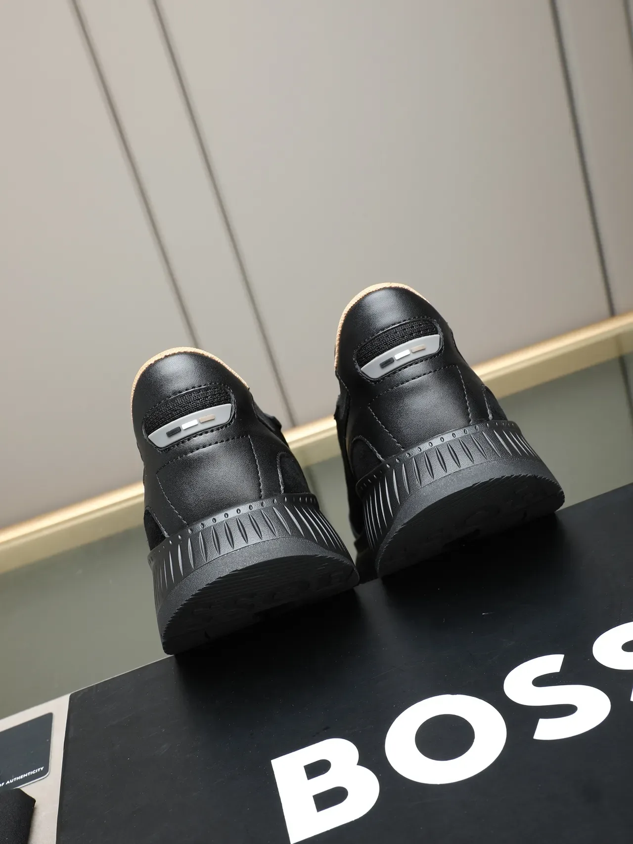 Hugo Boss Black Knit and Leather Lifestyle Sneaker 3