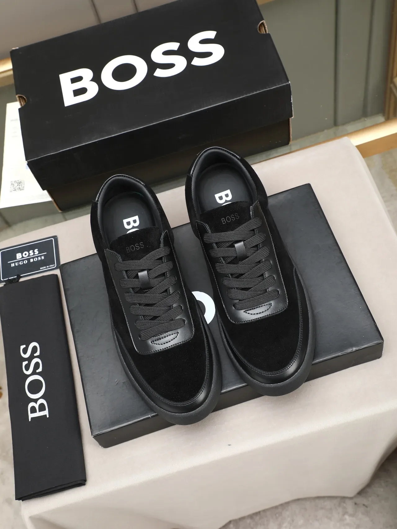 Hugo Boss Black Suede and Leather Platform Lifestyle Sneakers 3