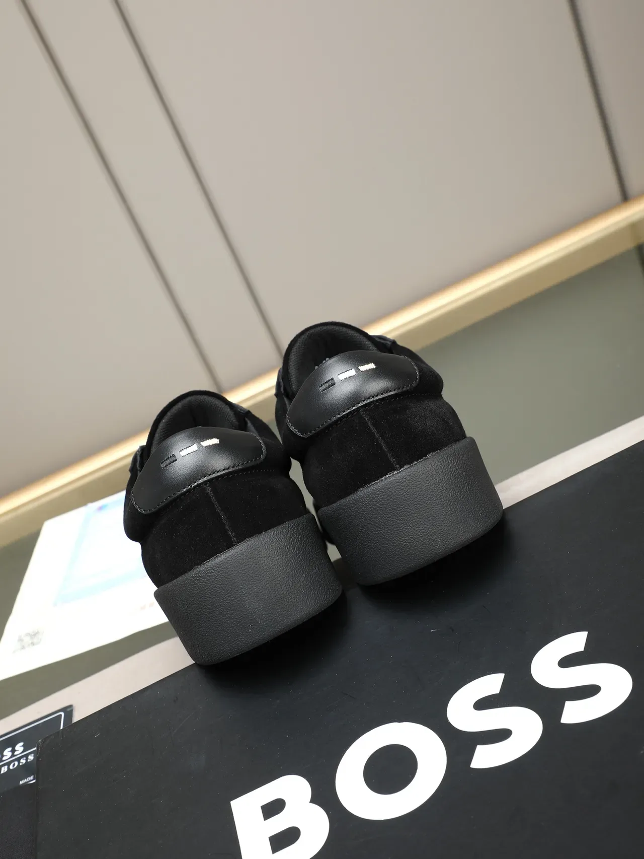 Hugo Boss Black Suede and Leather Platform Lifestyle Sneakers 4