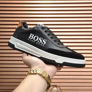 Hugo Boss Black White Leather And Suede Upper Contrast Midsole Lifestyle Sneakers