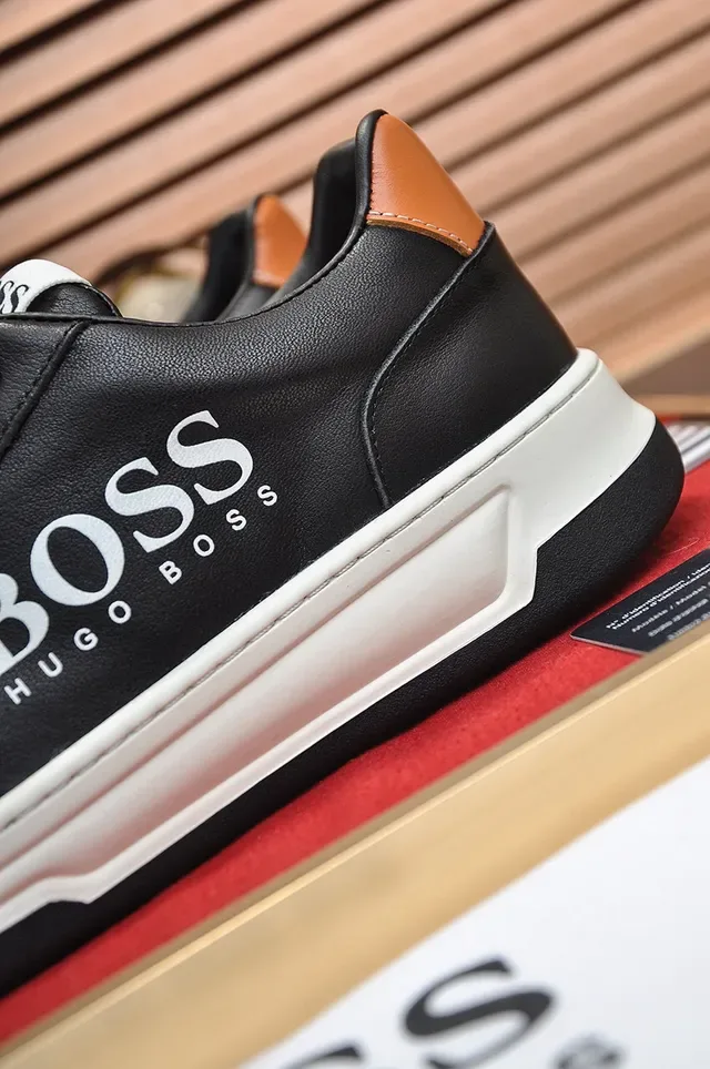 Hugo Boss Black White Leather And Suede Upper Contrast Midsole Lifestyle Sneakers 2