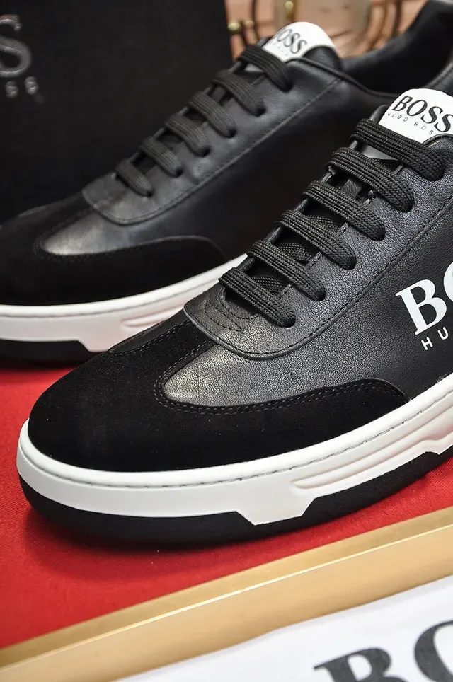 Hugo Boss Black White Leather And Suede Upper Contrast Midsole Lifestyle Sneakers 4