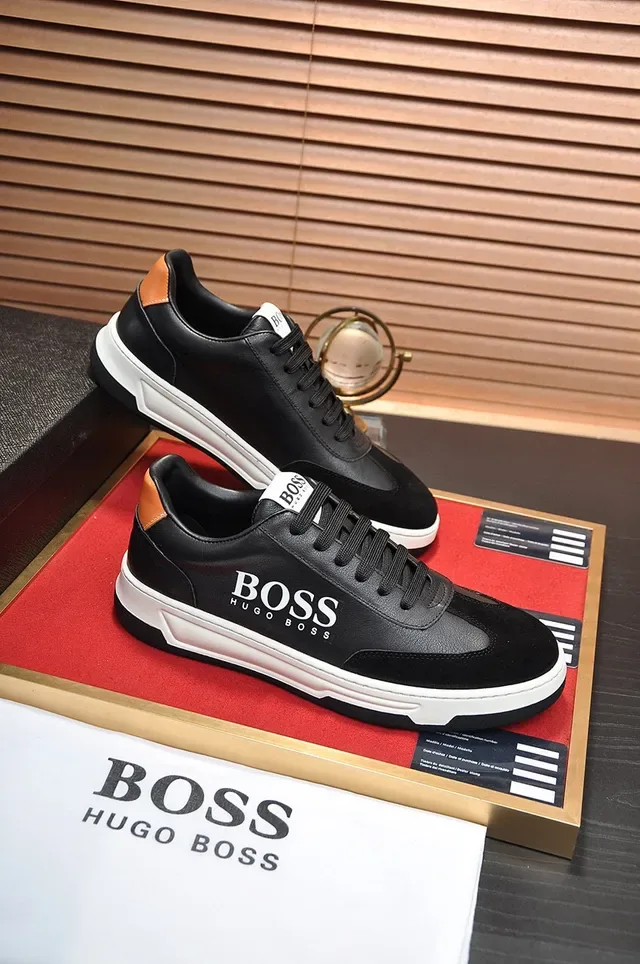 Hugo Boss Black White Leather And Suede Upper Contrast Midsole Lifestyle Sneakers 5