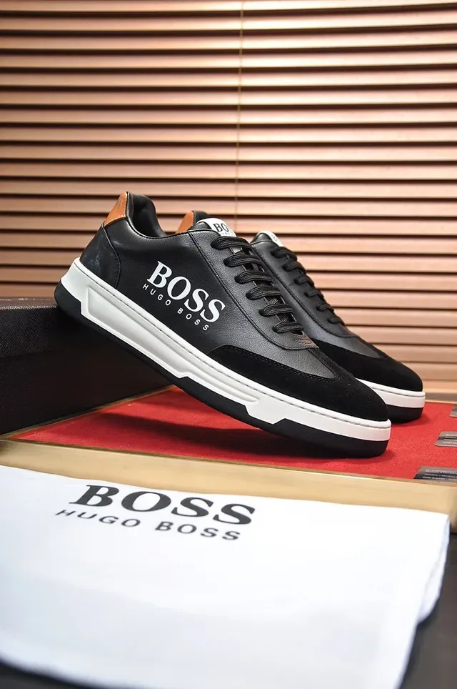 Hugo Boss Black White Leather And Suede Upper Contrast Midsole Lifestyle Sneakers 7