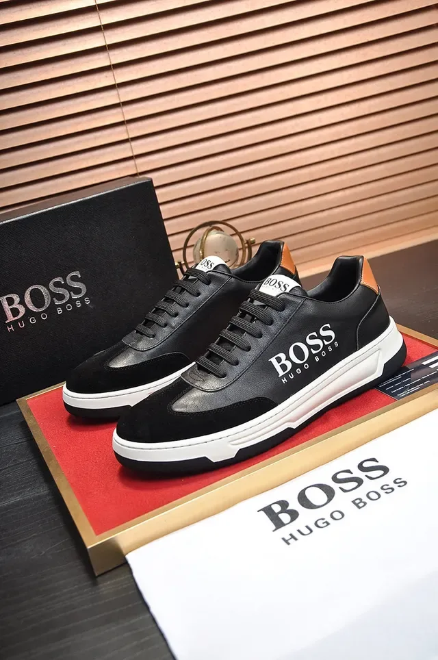 Hugo Boss Black White Leather And Suede Upper Contrast Midsole Lifestyle Sneakers 8
