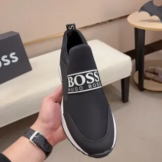Hugo Boss Black White Slip-On Elastic Strap Lifestyle Sneakers