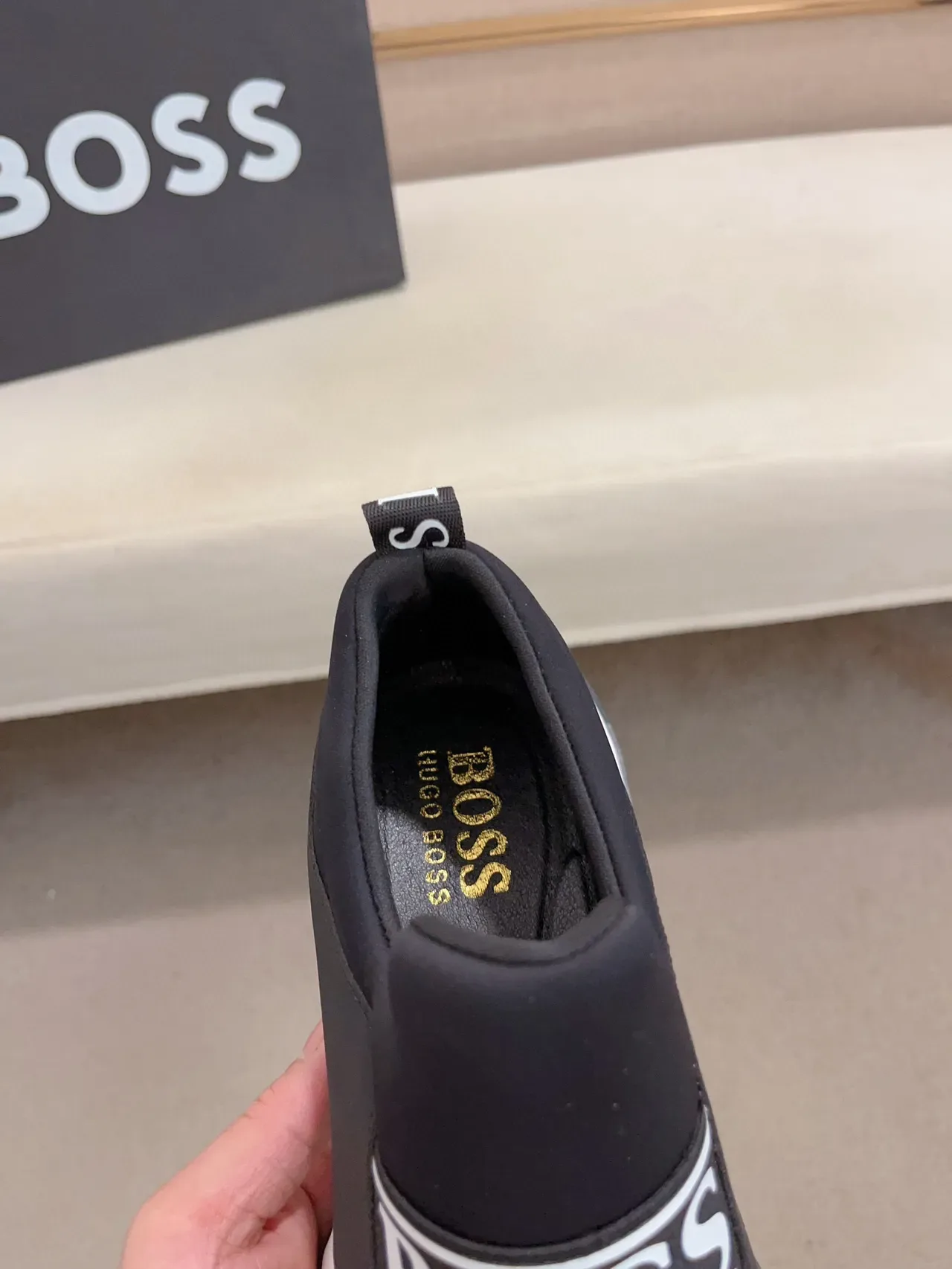 Hugo Boss Black White Slip-On Elastic Strap Lifestyle Sneakers 6