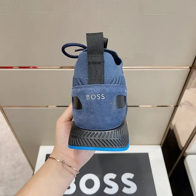 Hugo Boss Blue Navy Knit Upper Contrast Outsole Sneakers 5