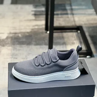 Hugo Boss Gray Knit Elastic Strap Platform Sneaker