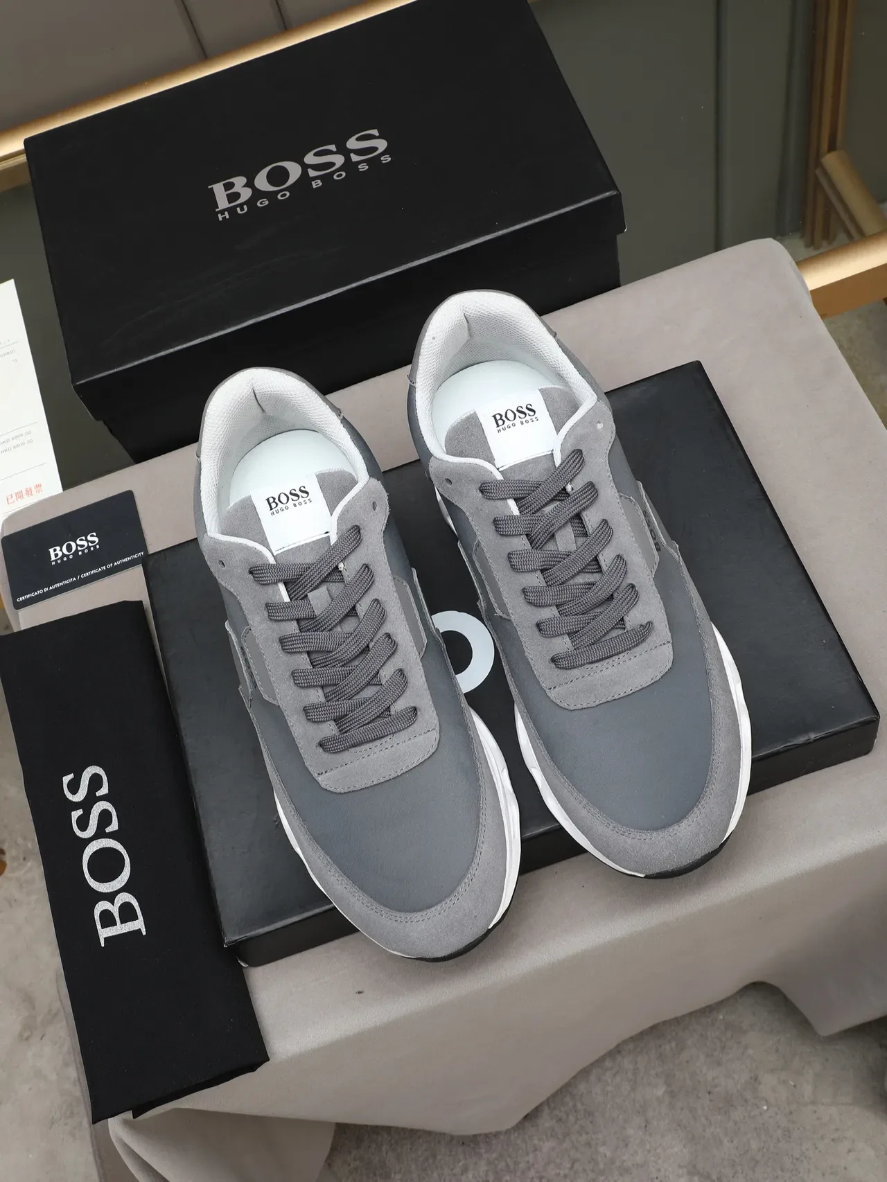 Hugo Boss Gray Suede and Textile Lifestyle Sneaker 2