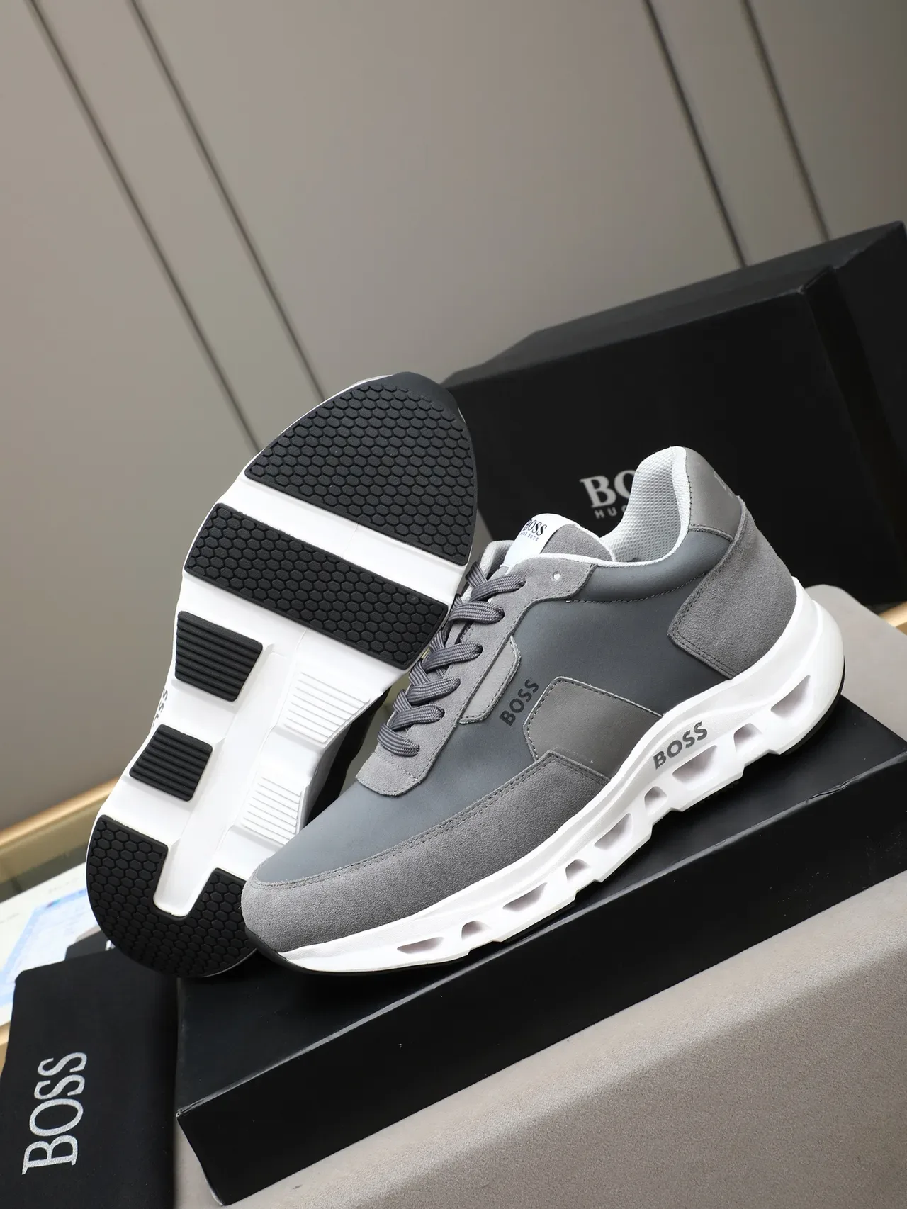 Hugo Boss Gray Suede and Textile Lifestyle Sneaker 4