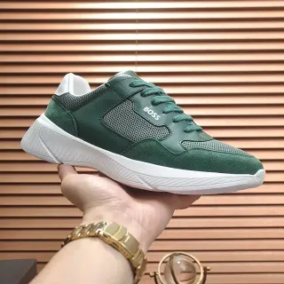 Hugo Boss Tênis Lifestyle de Camurça Verde e Malha
