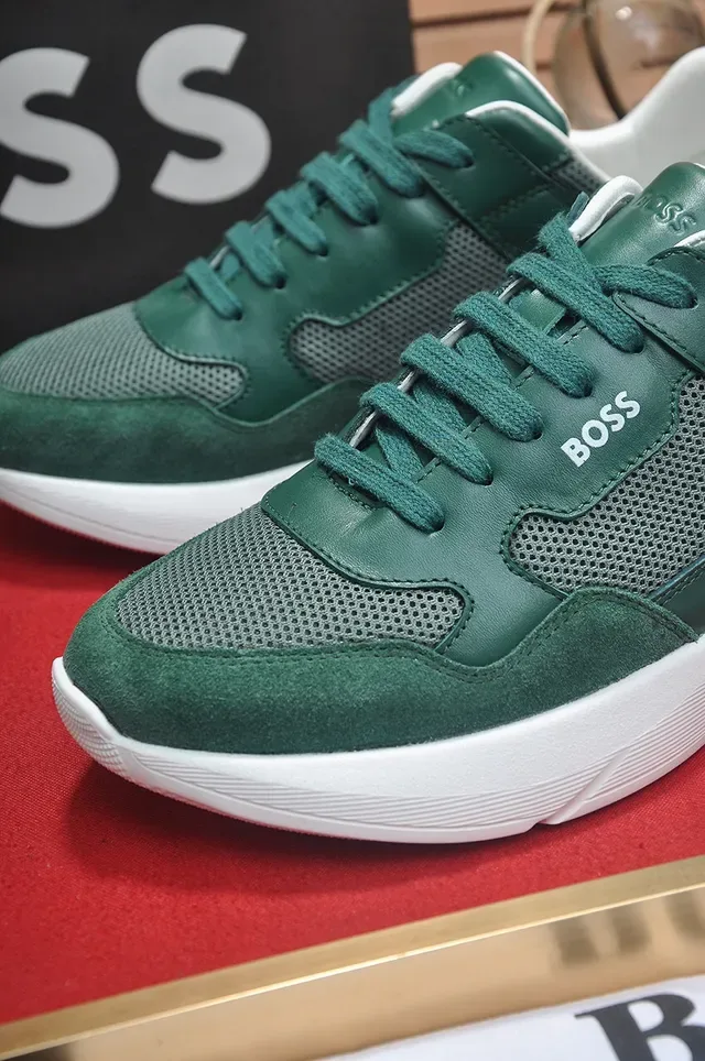 Hugo Boss Tênis Lifestyle de Camurça Verde e Malha 3
