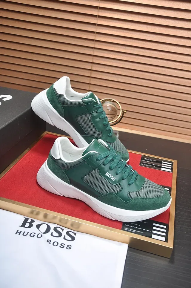 Hugo Boss Tênis Lifestyle de Camurça Verde e Malha 5