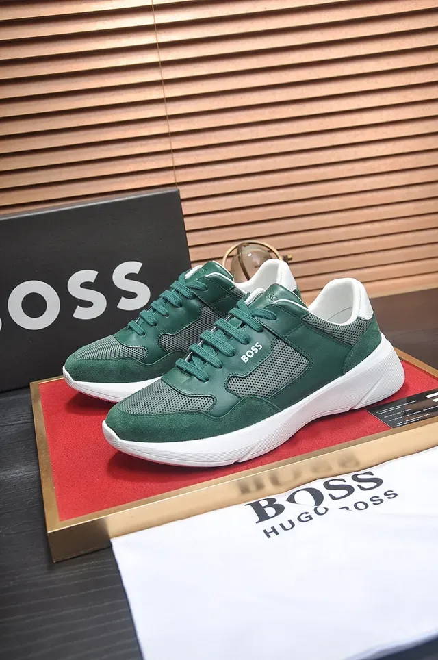 Hugo Boss Tênis Lifestyle de Camurça Verde e Malha 7