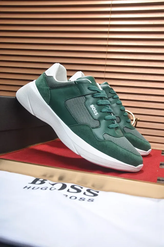 Hugo Boss Tênis Lifestyle de Camurça Verde e Malha 8