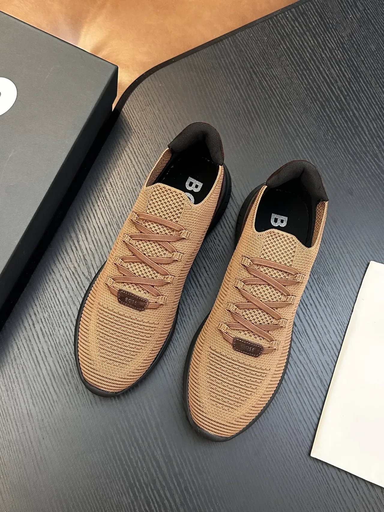 Hugo Boss Chaussures lifestyle en tricot slip-on tan noir 3