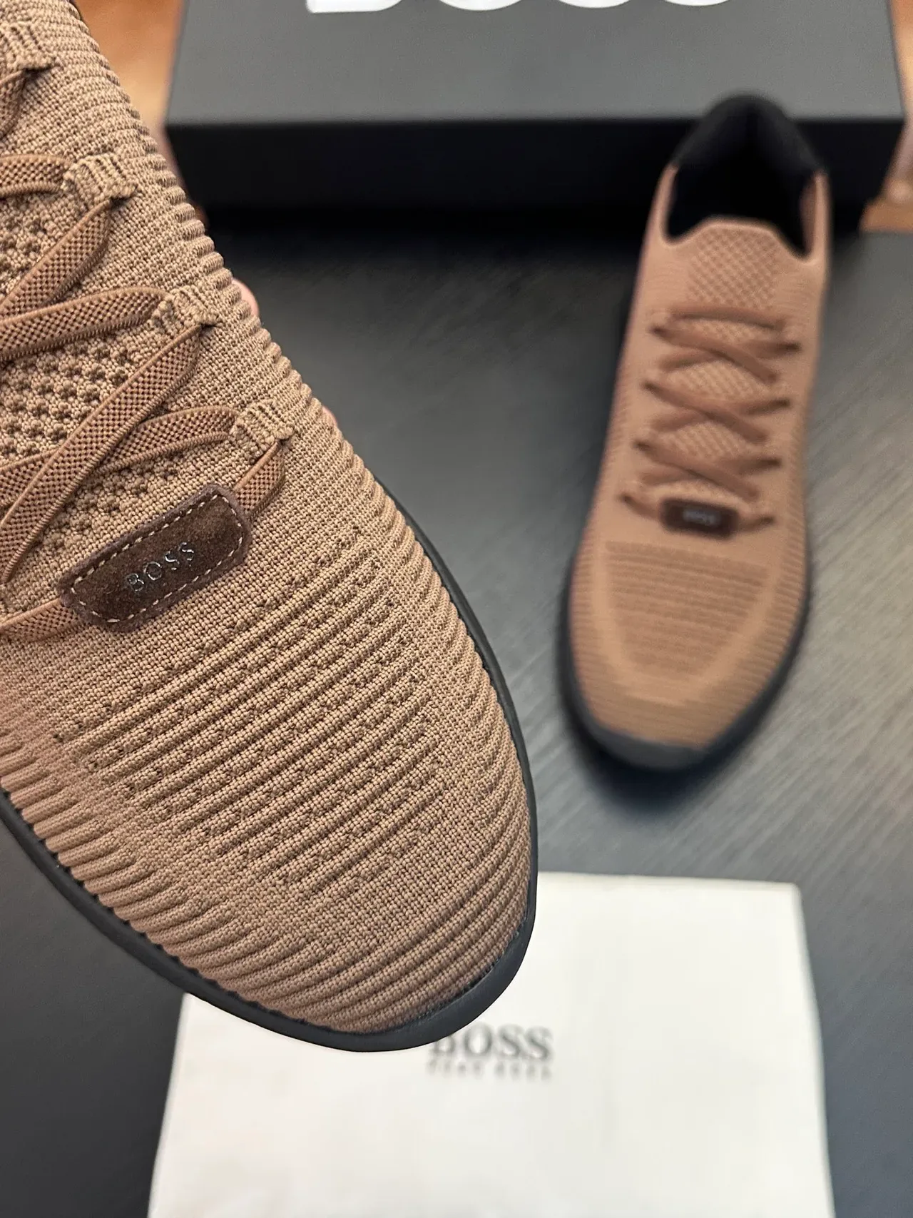 Hugo Boss Chaussures lifestyle en tricot slip-on tan noir 6