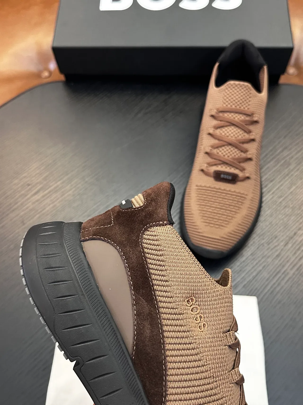 Hugo Boss Chaussures lifestyle en tricot slip-on tan noir 7