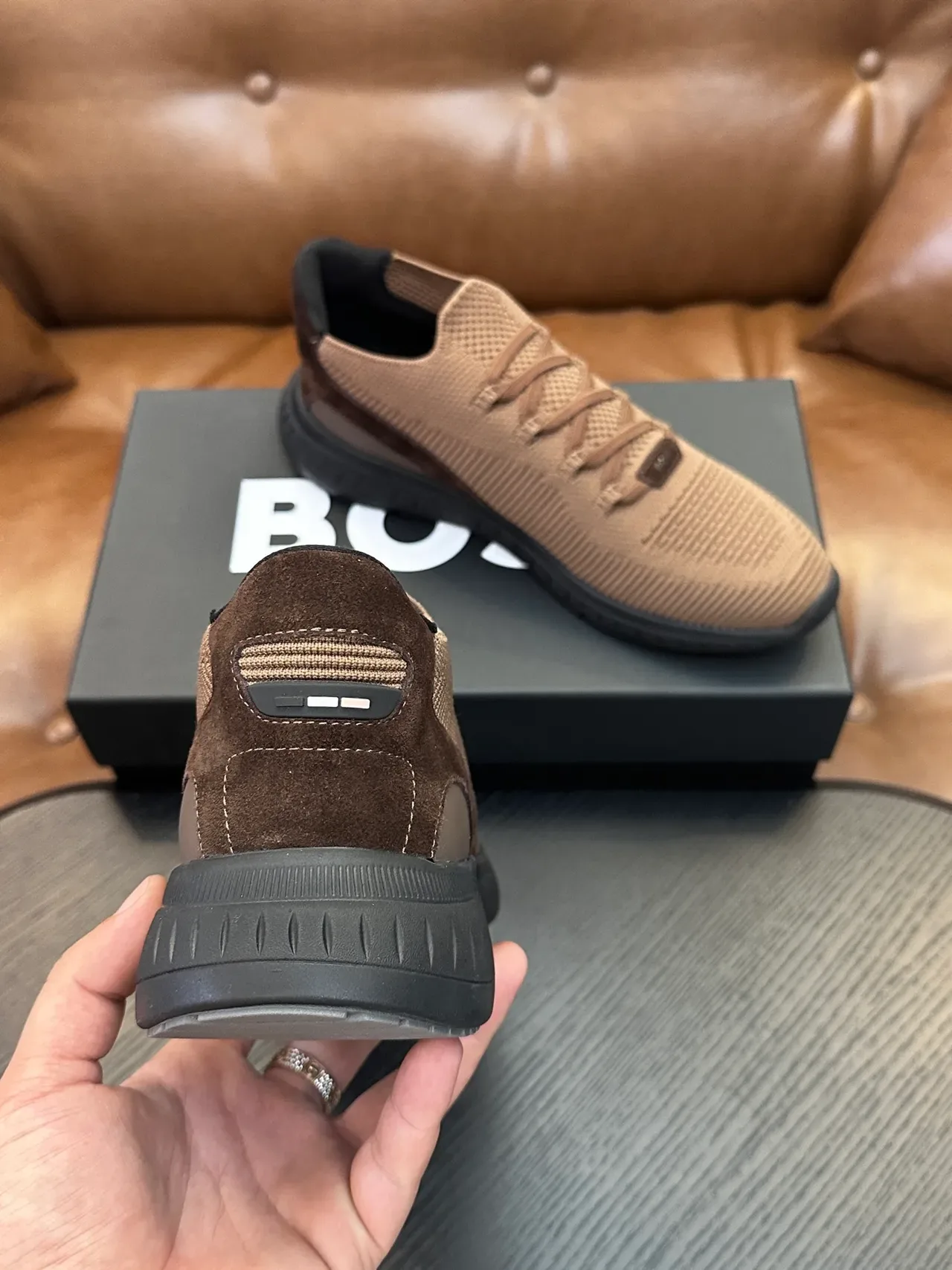 Hugo Boss Chaussures lifestyle en tricot slip-on tan noir 8