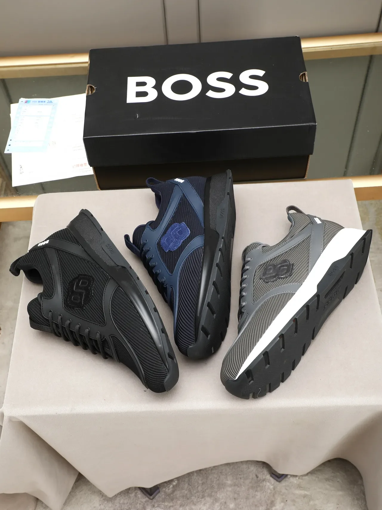 Hugo Boss Navy Mesh and Synthetic Overlay Lifestyle Sneaker 2