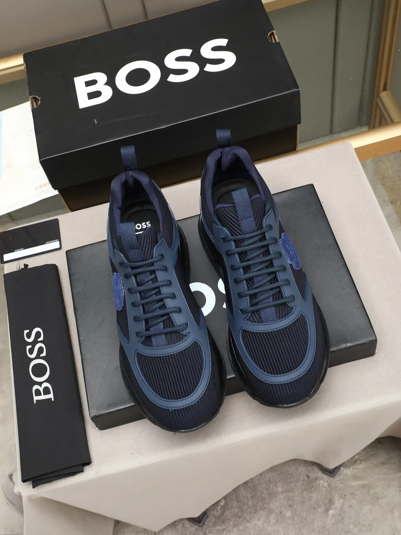 Hugo Boss Navy Mesh and Synthetic Overlay Lifestyle Sneaker 3