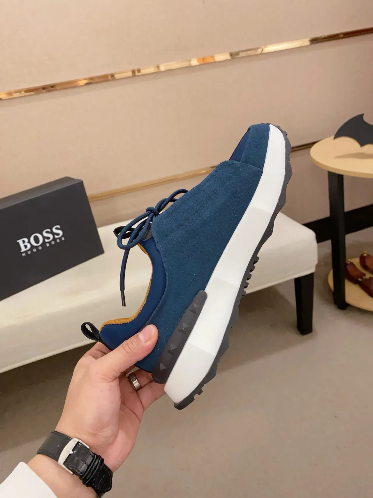 Hugo Boss Chaussure Lifestyle en Daim Marine 5