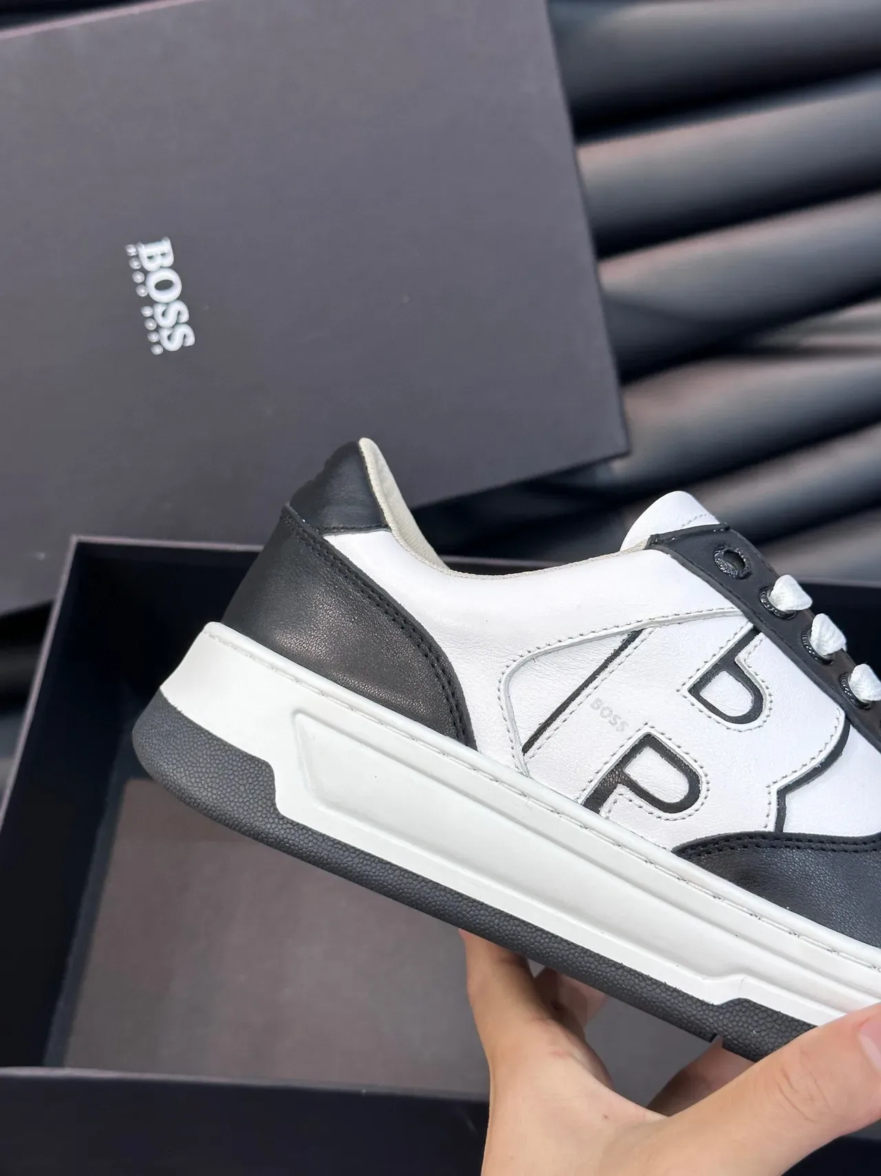 Hugo Boss Two-Tone Leather Lifestyle Sneakers 4