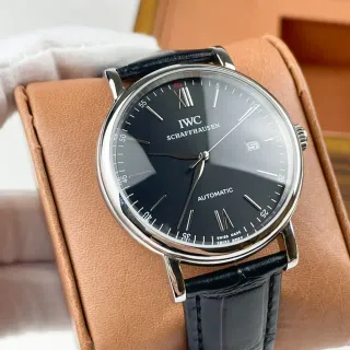 IWC Portofino Automatic Black Dial Silver-Tone Mechanical Watch