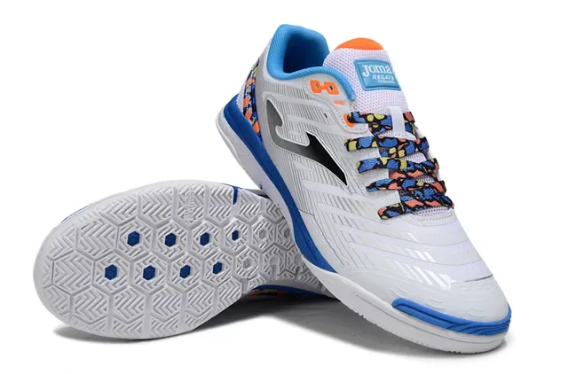 Joma Indoor Soccer Shoes White Blue Low-Top Synthetic Upper Sneakers 18