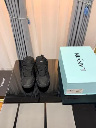 Lanvin Black Monochrome Dark Gray Layered Upper Construction Lifestyle Sneakers 8