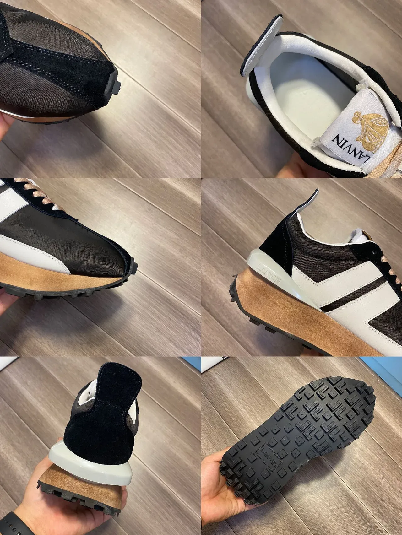 Lanvin Runner Black White Tan Lifestyle Sneakers 2