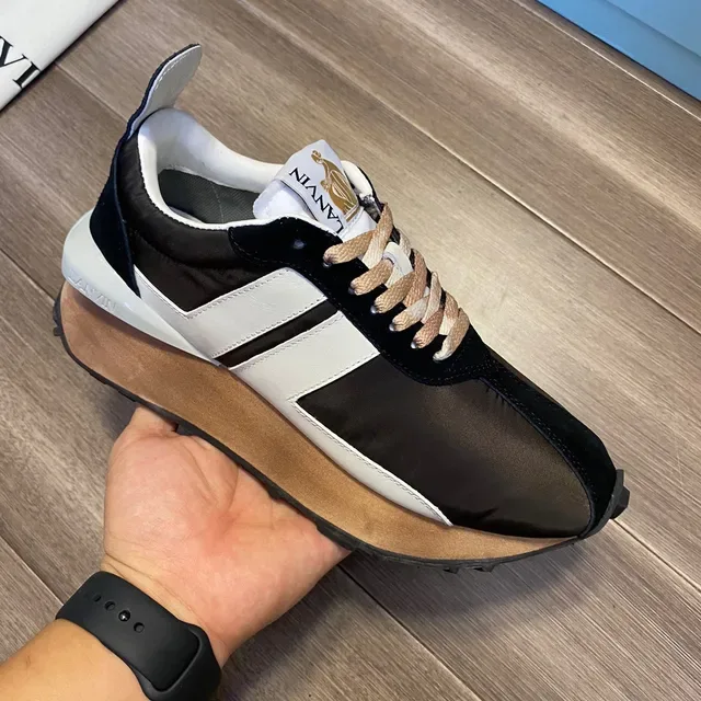 Lanvin Runner Black White Tan Lifestyle Sneakers 4