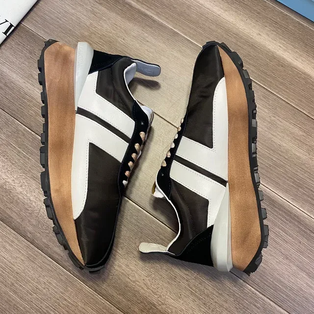 Lanvin Runner Black White Tan Lifestyle Sneakers 5