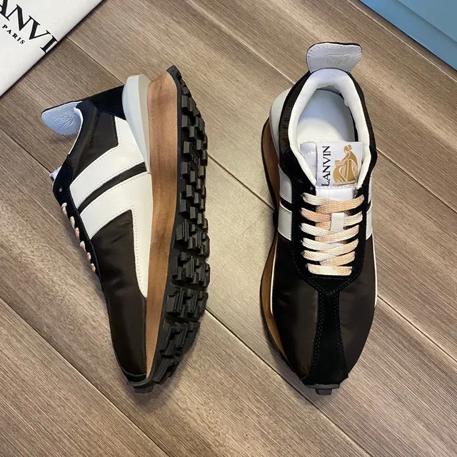 Lanvin Runner Black White Tan Lifestyle Sneakers 6