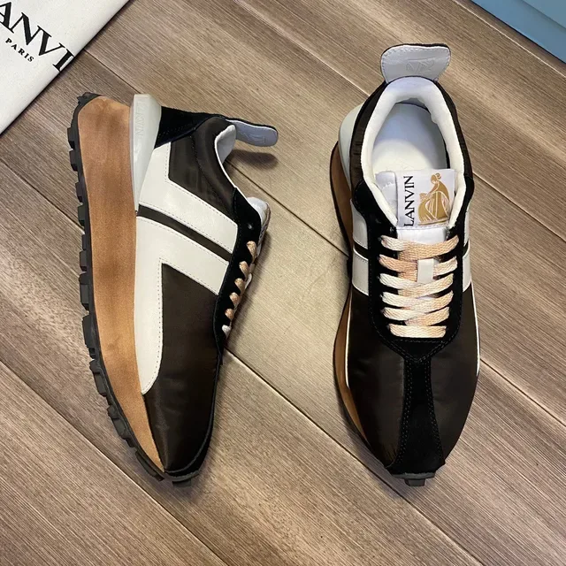 Lanvin Runner Black White Tan Lifestyle Sneakers 7