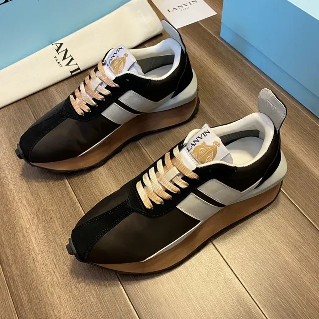 Lanvin Runner Black White Tan Lifestyle Sneakers 8