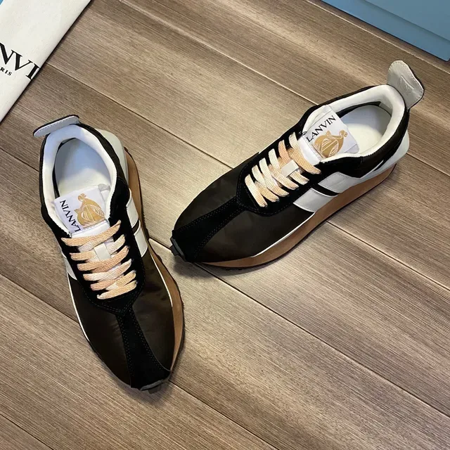 Lanvin Runner Black White Tan Lifestyle Sneakers 9