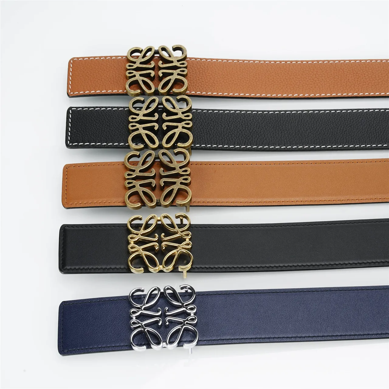 Loewe Anagram Navy Leather Belt 2