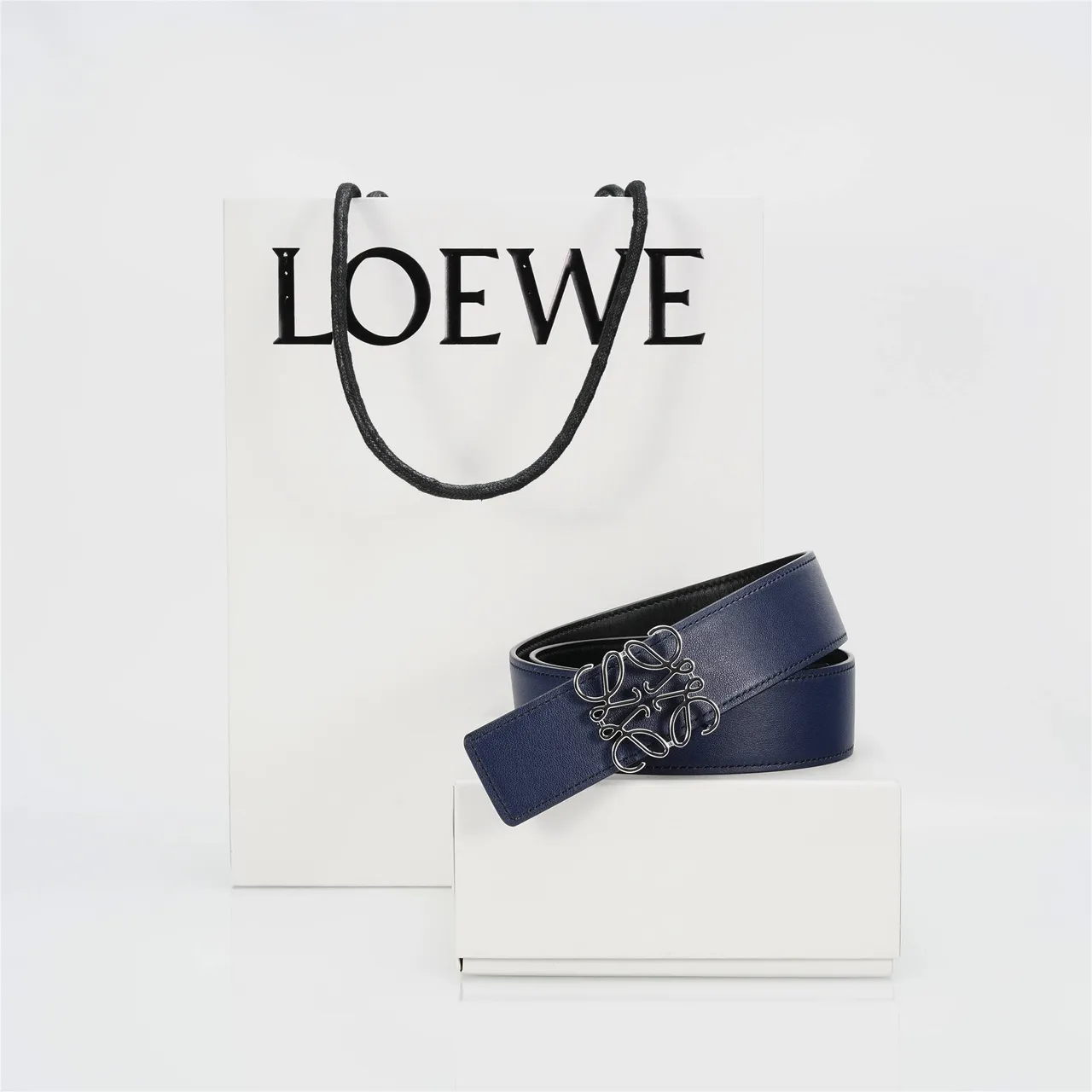Loewe Anagram Navy Leather Belt 4
