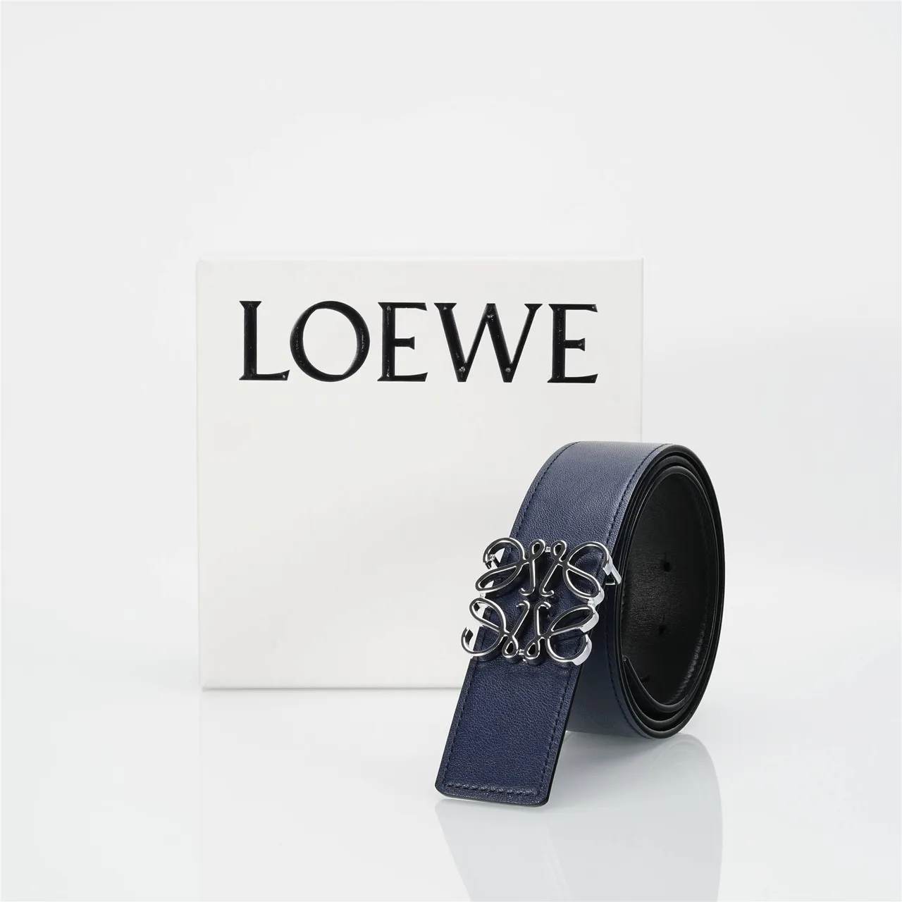 Loewe Anagram Navy Leather Belt 5