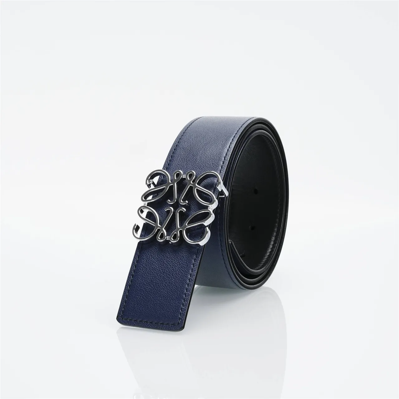 Loewe Anagram Navy Leather Belt 6