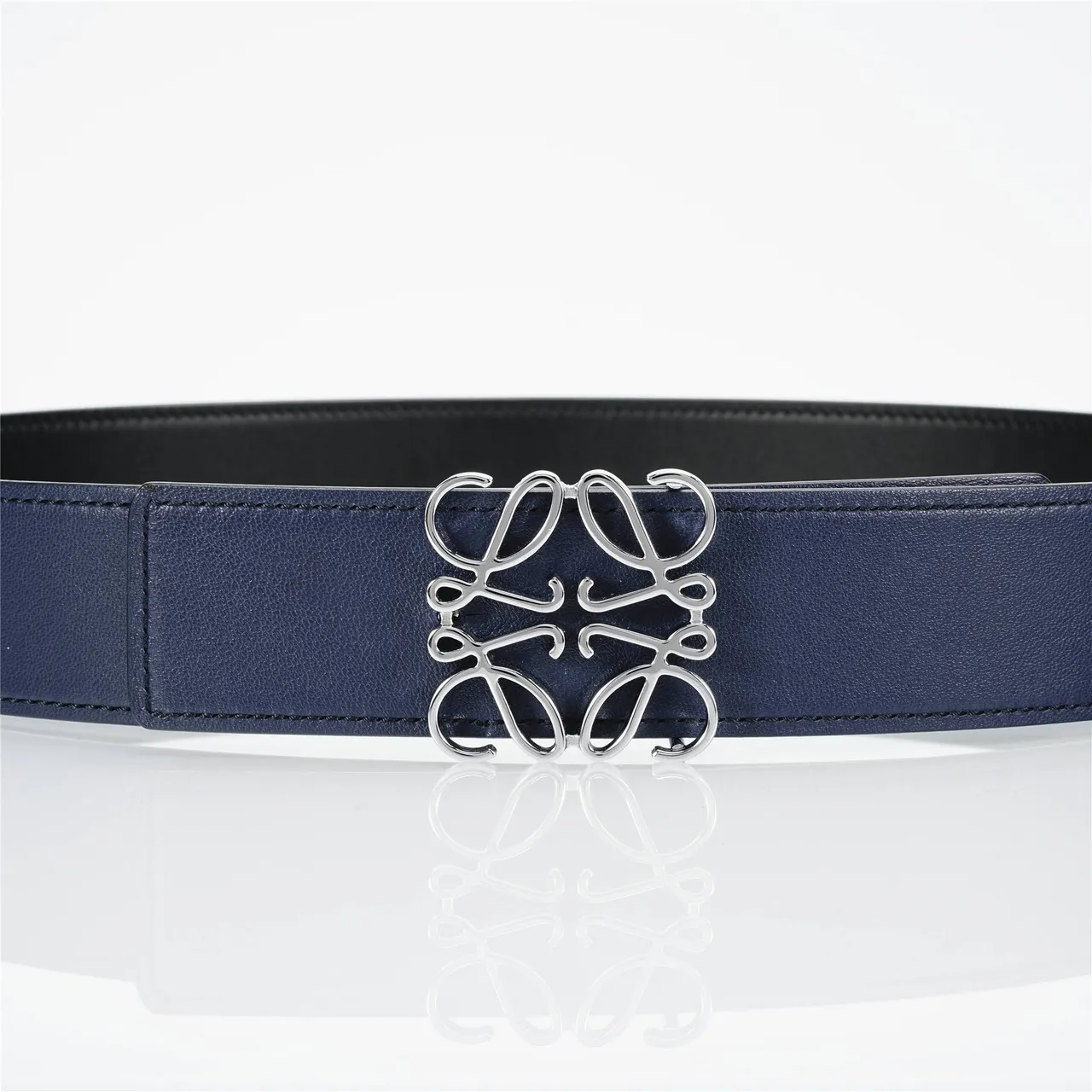 Loewe Anagram Navy Leather Belt 8